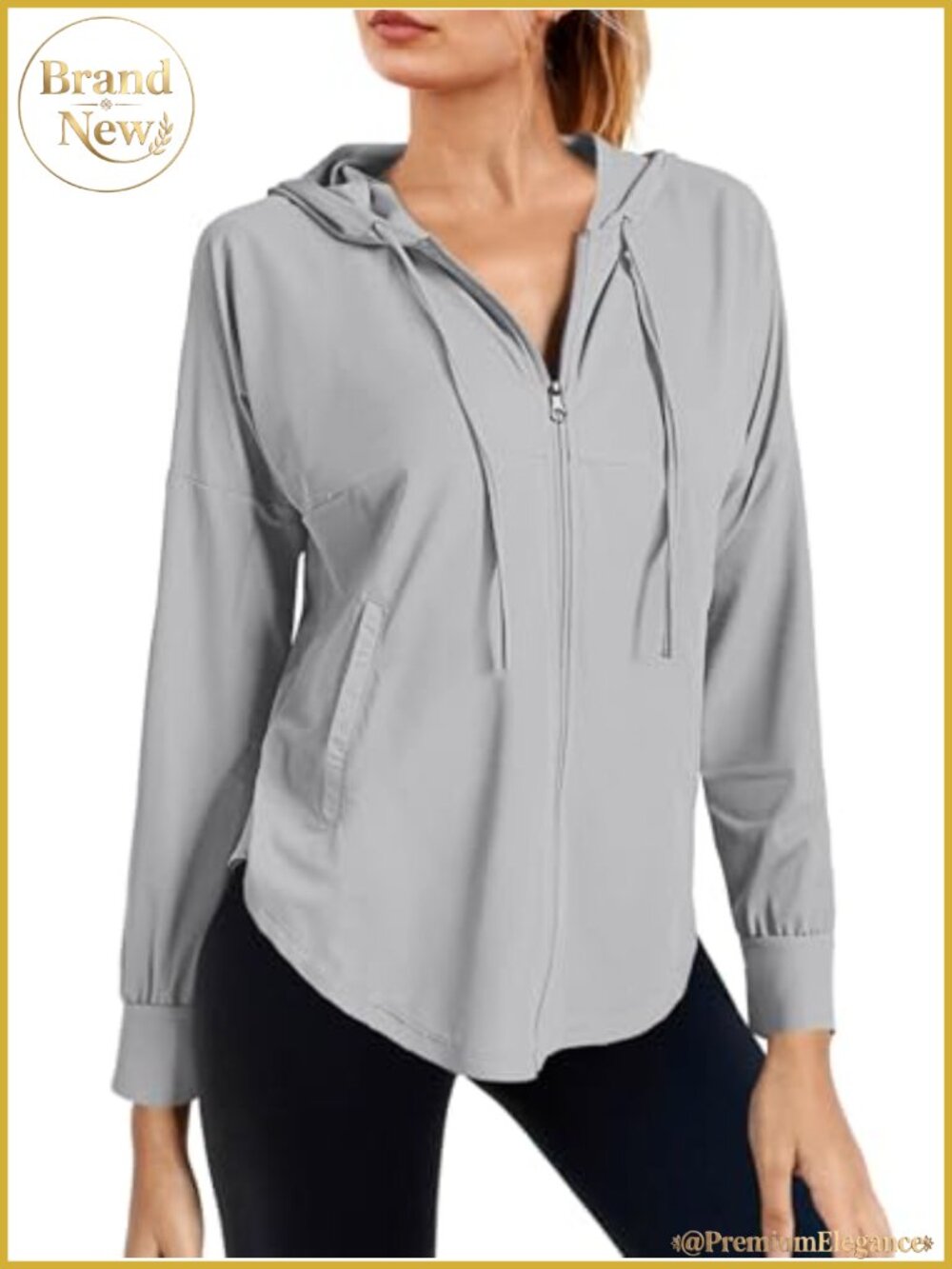 Fisoew Women's Athletic Jacket Hoodie Zip Up Cropped Lightweight UPF 50+ Sun